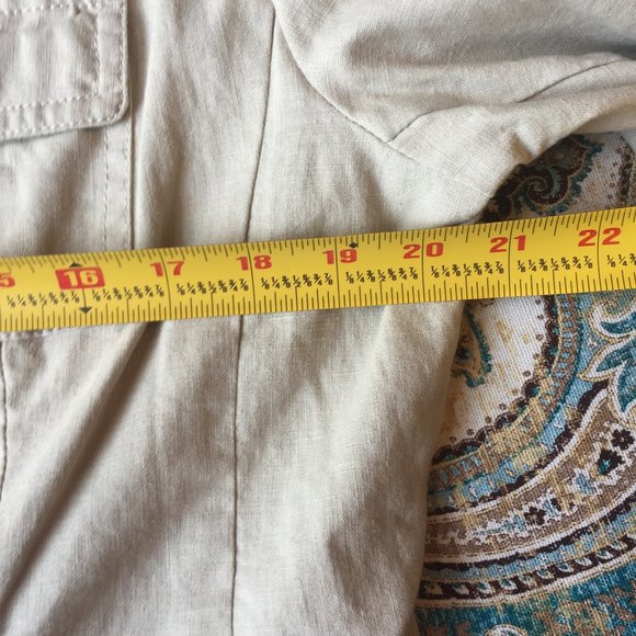 Liz Claiborne Villager Linen Chore Coat Utility Jacket Khaki Villager Size Large - Picture 5 of 7